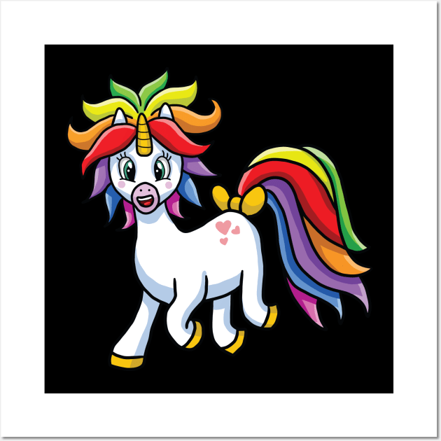 Unicorn Rainbow Wild Punk Rock Hair Style Anime Cute Manga Kawaii Cartoon Character Wall Art by CoolFactorMerch